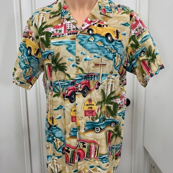 Kole Kole Vintage Hawaiian panel cars Shirt button - Picture 2 of 6